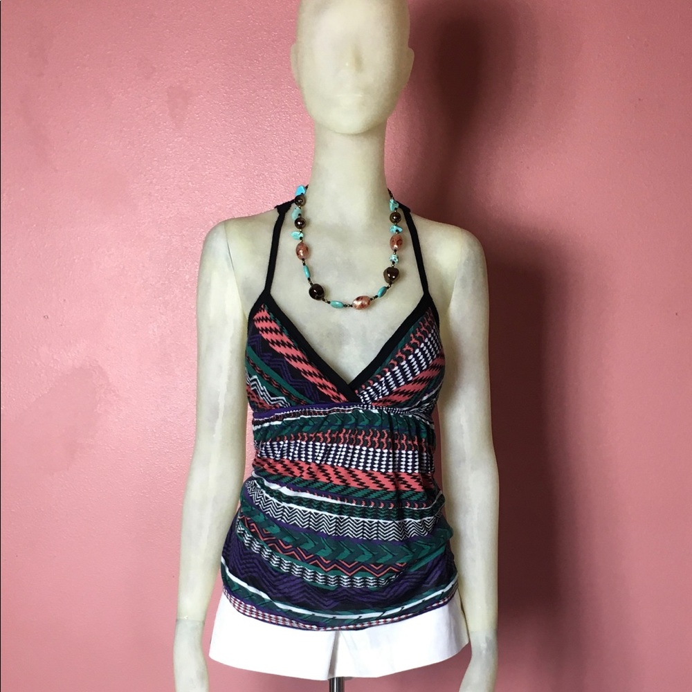 Aztec print Lace back. Racer back